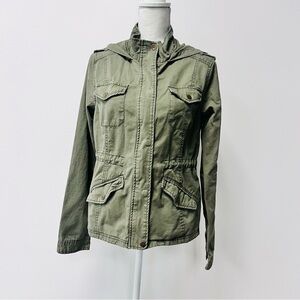 Prince & Fox Women Jacket Army Green Cotton Hooded Utility Large